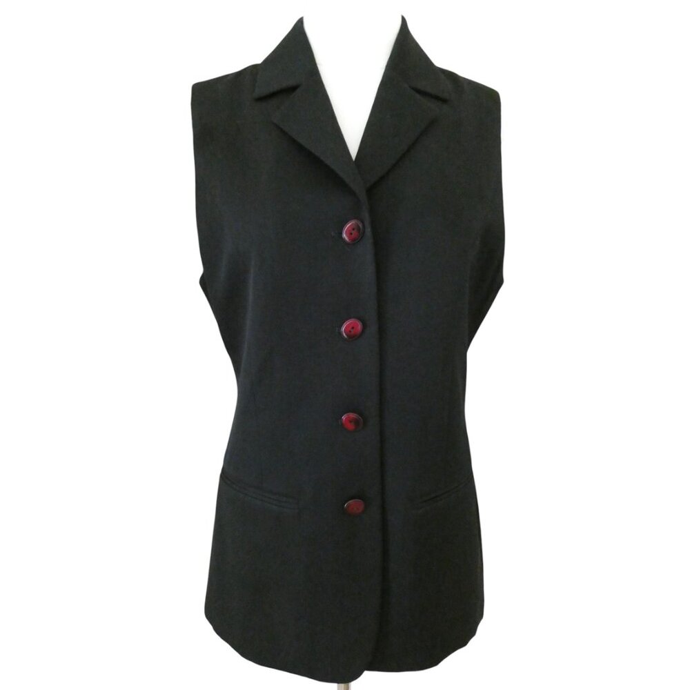 vtg 90s ET VOUS Black wool tailored vest sz S
